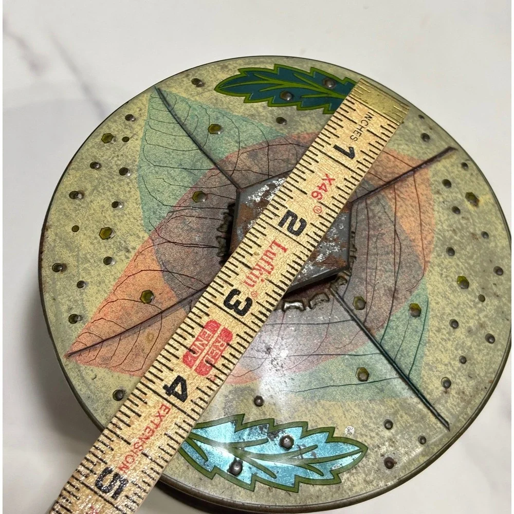 Vintage Baret Ware Art Grace Tin Canister Made in England Botanical Leaf Design